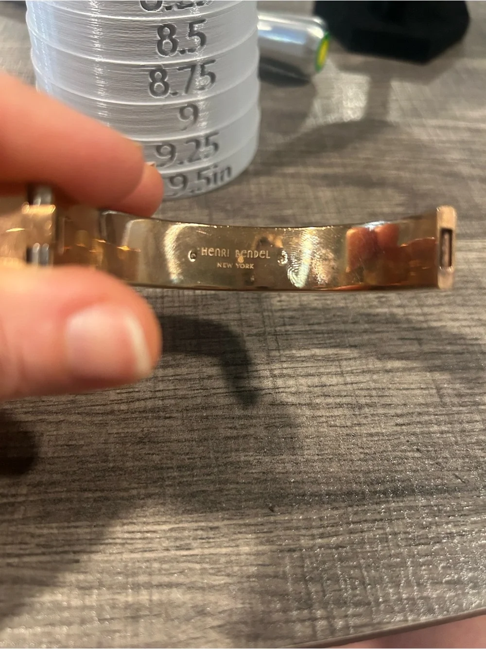 henri bendel Vintage Black Leather-Texture bracelet with Gold-Tone Accent